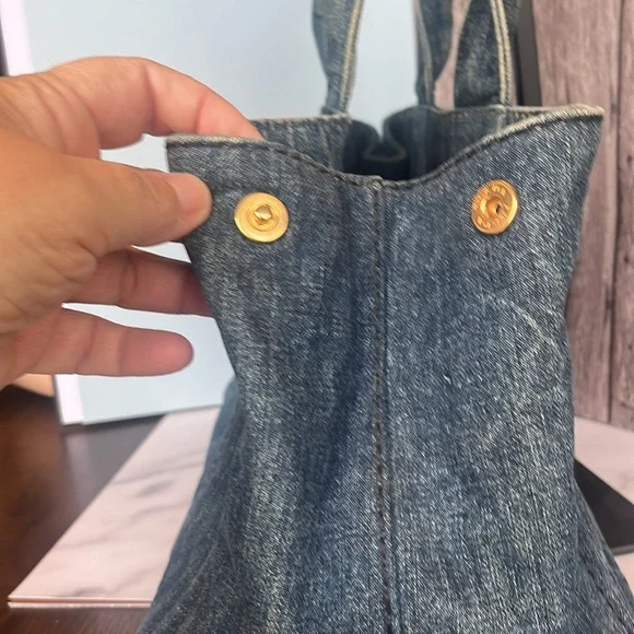 Prada Denim Tote Bag | Authentic | Classic Logo Shopper - Picture 5 of 11